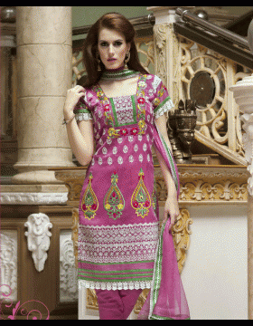 Deep Pink Churidar Kameez