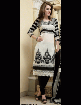 Black and White Churidar Kameez