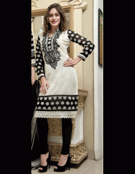 Black and White Churidar Kameez