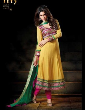 Yellow Color Churidar Kameez