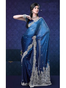 Blue Georgette Saree