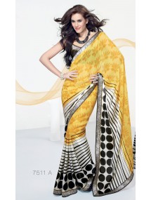 Yellow Net Saree