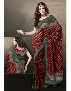 Red & Green Saree